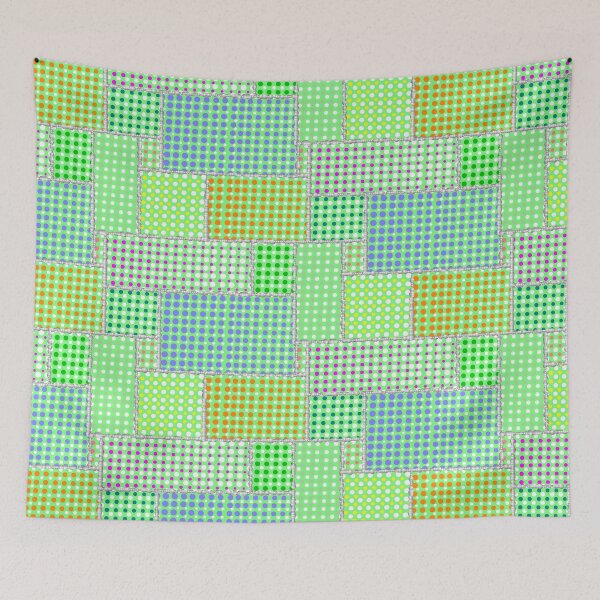 Item preview, Half-tone Dotted Patchwork Green Half-Drop Repeat 5748 designed and sold by Art in My Loft.