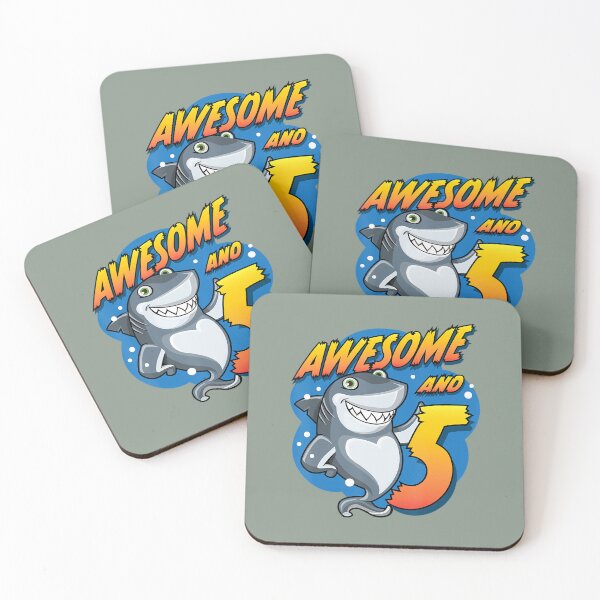 Item preview, Awesome And 5 Shark Five Year Old 	 Shark Birthday Party 		 designed and sold by cojviihde82.