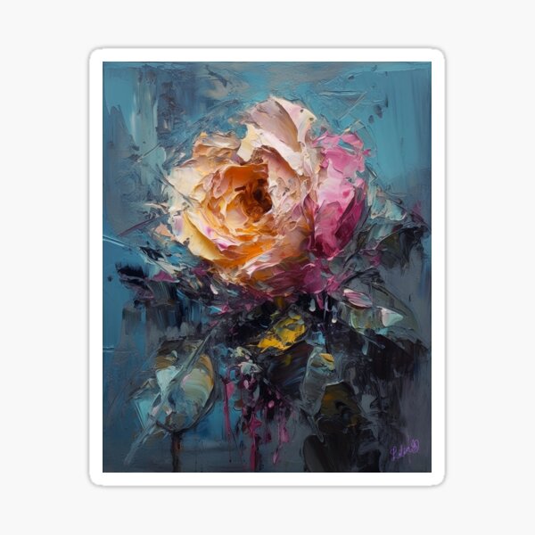 Item preview, Impasto Rose - 3D textured painting 2 designed and sold by Red Witch Art.