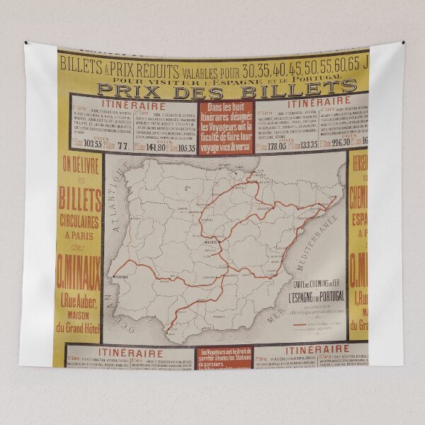 Item preview, Railway maps Espagne Portugal Train Map Lover Vintage  designed and sold by Tropical Blood.