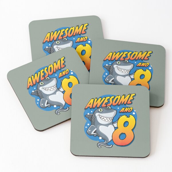 Item preview, Awesome And 8 Shark Eight Year Old 	 Shark Birthday Party 		 designed and sold by cojviihde82.