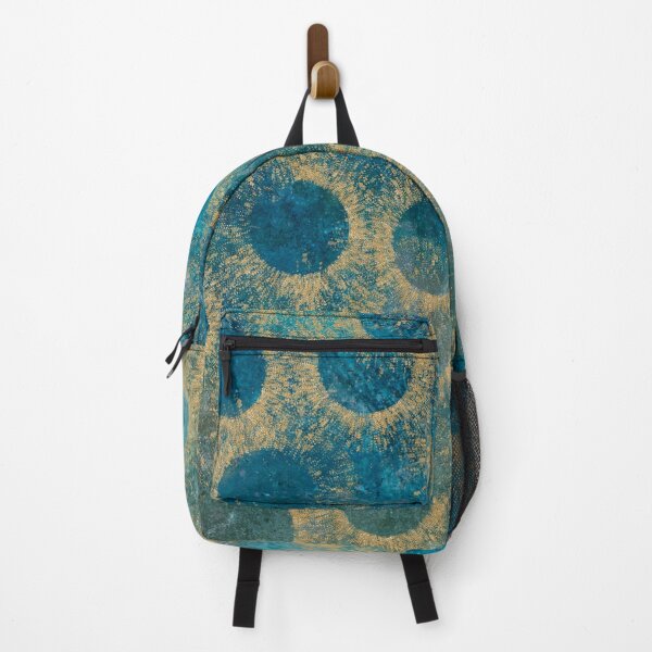 Item preview, Turquoise Paint with Gold Circles Art designed and sold by PodXDesigns.