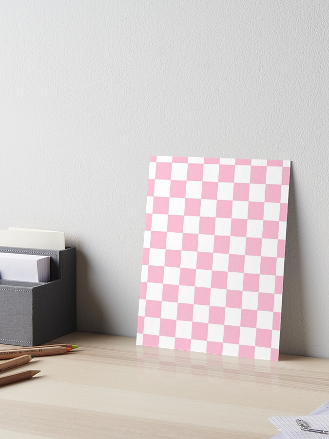 Aesthetic Simple Modern Pink Checkered Design Art Board Print for
