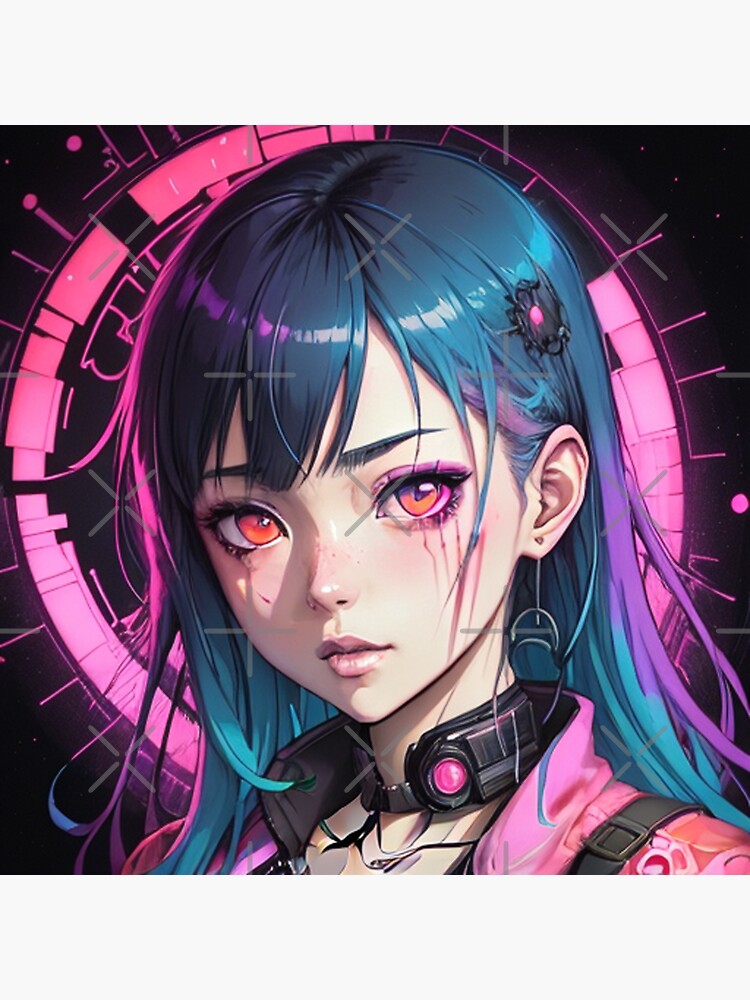 Cyberpunk Anime Girl by Toon Lord Anime Aesthetic Wall Art 