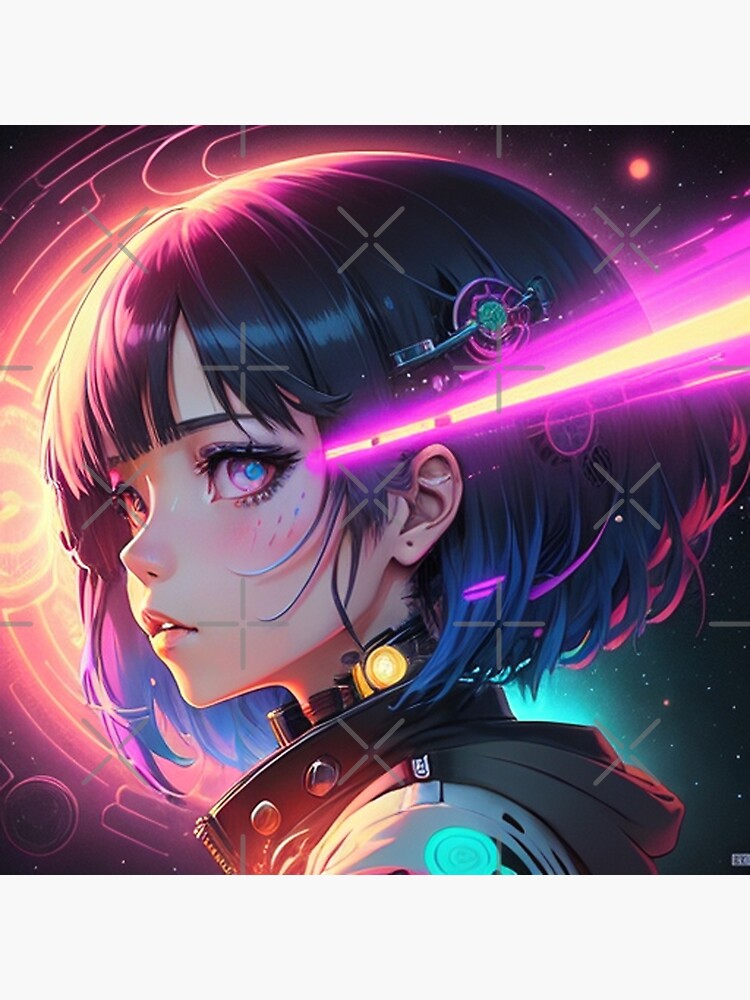 Cute Cyberpunk Anime Girl Character | Poster