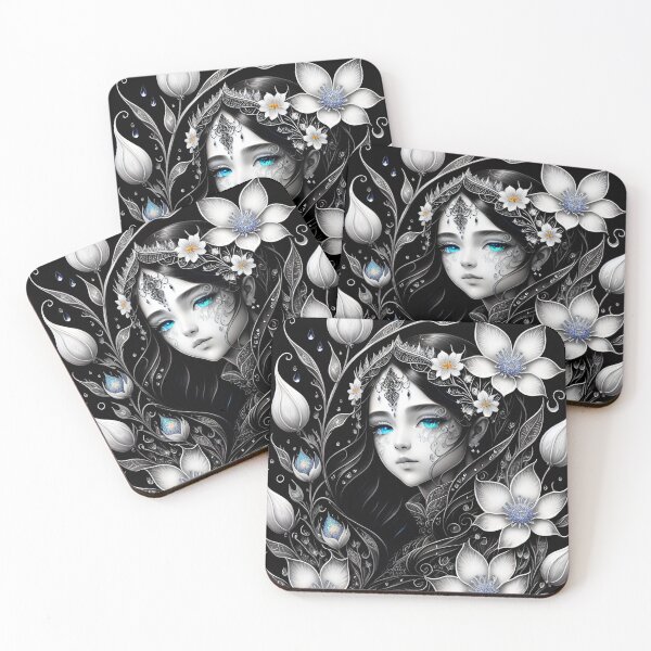 Item preview, Black and White Floral Maiden  designed and sold by KirstenStar.