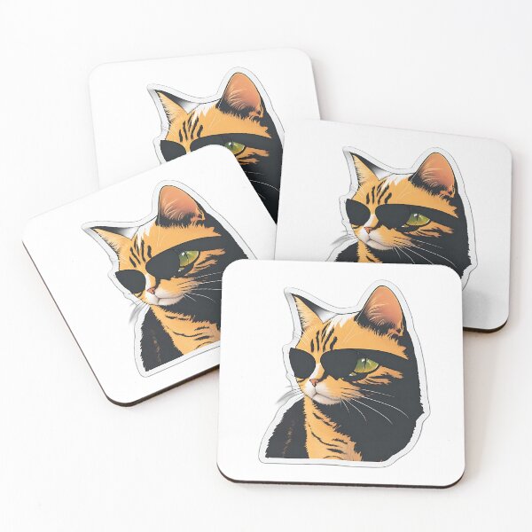 Item preview, Cat, sticker, cool, black glasses  designed and sold by KiraChie.