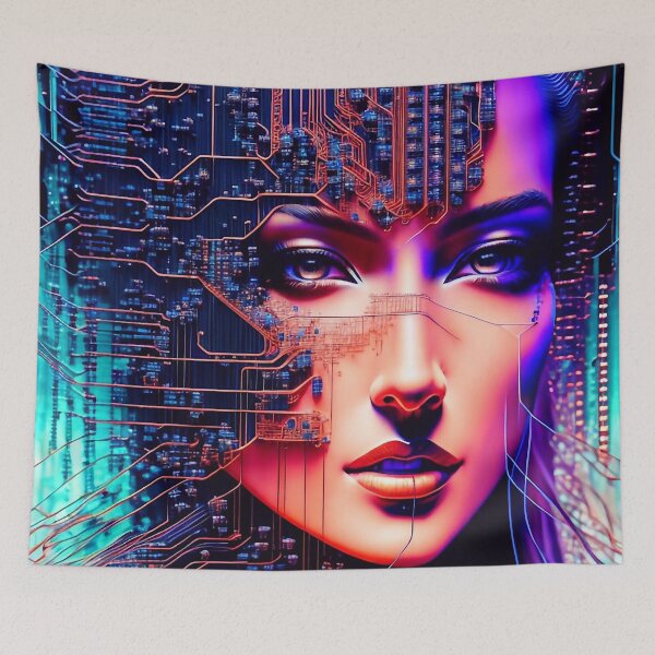 Item preview, Woman face integrated into a circuit board designed and sold by M-Y-A-R-T-.