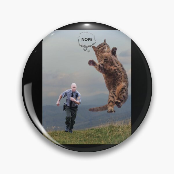 Item preview, Funny Meme with Cat Thats Cute Being Chased By Cop Running After Cat Funny Meme For Cat Lover for him or her shirt to laugh with funny memes designed and sold by NewOtaku64.