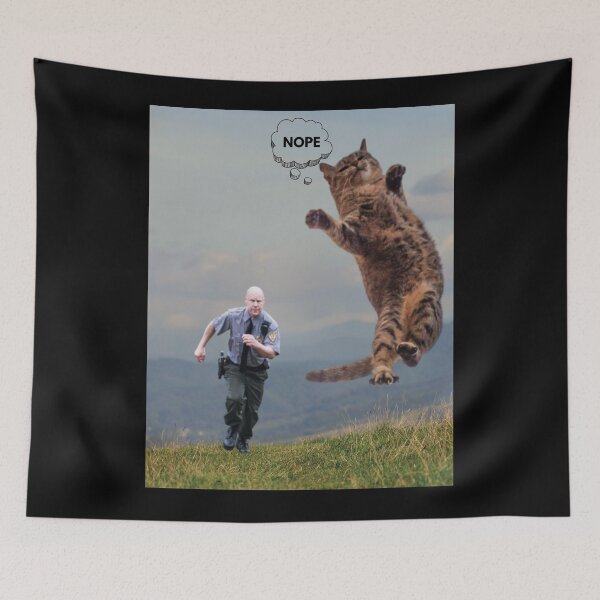 Item preview, Funny Meme with Cat Thats Cute Being Chased By Cop Running After Cat Funny Meme For Cat Lover for him or her shirt to laugh with funny memes designed and sold by NewOtaku64.