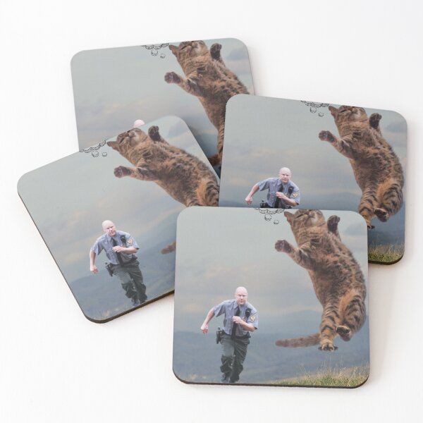 Item preview, Funny Meme with Cat Thats Cute Being Chased By Cop Running After Cat Funny Meme For Cat Lover for him or her shirt to laugh with funny memes designed and sold by NewOtaku64.