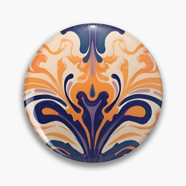 Artikelvorschau, Sports Colors Inspired Colors, Ebru Inspired, Navy Blue and Orange entworfen und verkauft von MiracleROLArt.