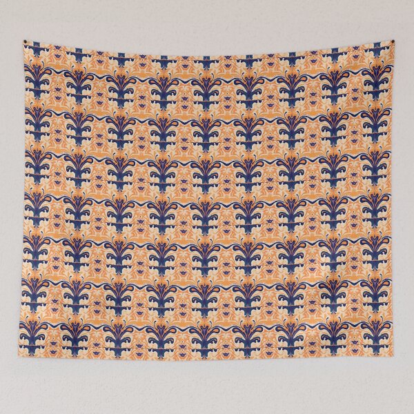 Item preview, Sports Colors Inspired Colors, Ebru Inspired, Navy Blue and Orange designed and sold by MiracleROLArt.