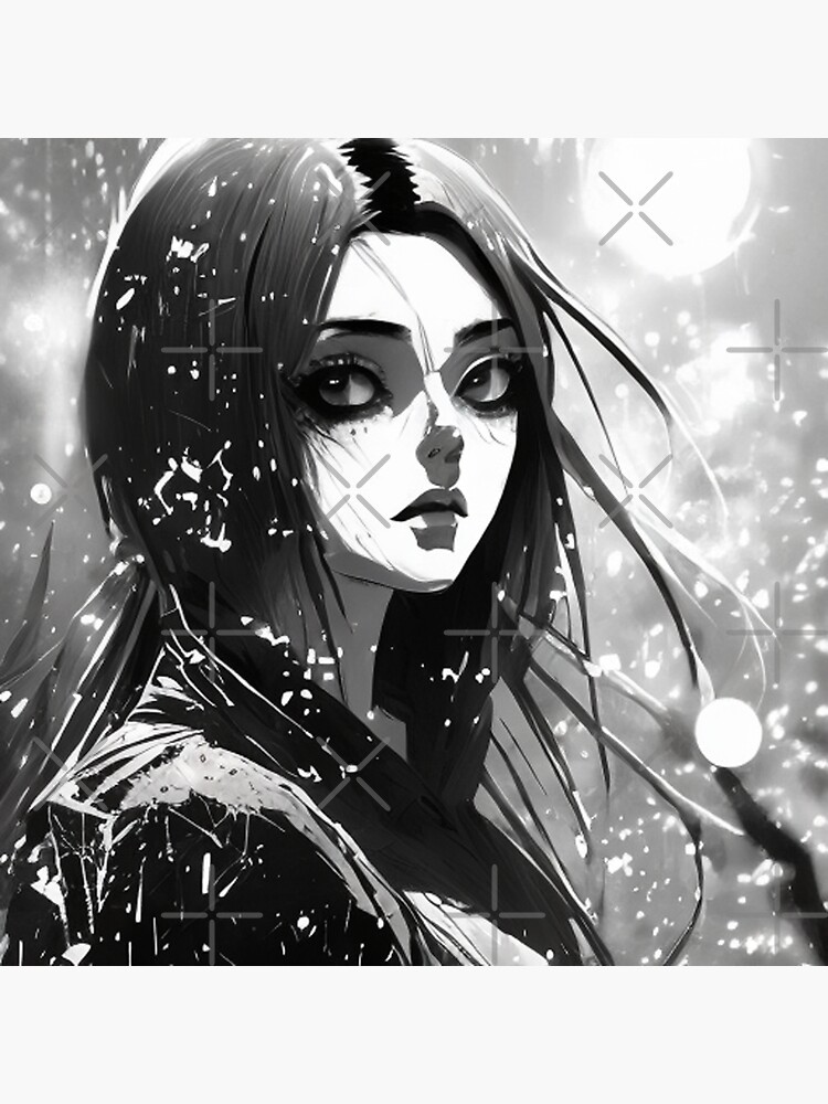 Black and white anime artwork