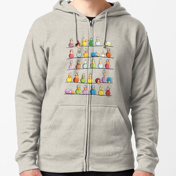 Funny Colorful Bird Farm Zipped Hoodie