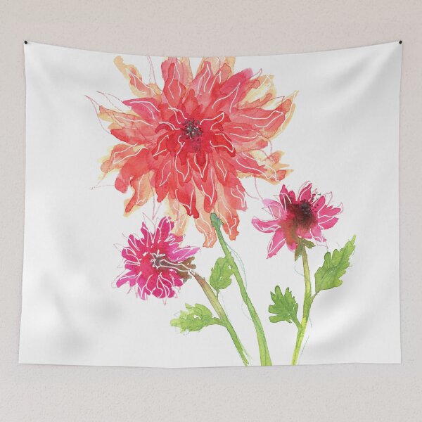 Item preview, Dahlia line and wash watercolor painting designed and sold by AnissaF.