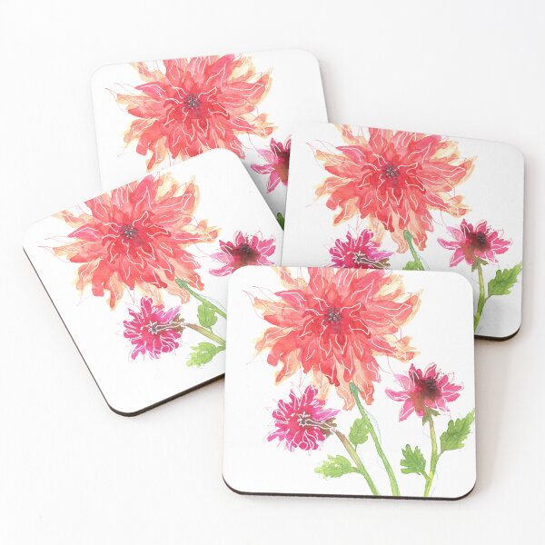 Item preview, Dahlia line and wash watercolor painting designed and sold by AnissaF.