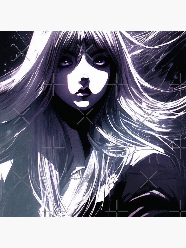 Sticker for Sale mit Anmutiger Monoton: Bezaubernde Darstellungen von  Schwarz-Weiß-Anime-Girl-Blaulicht von shypixels