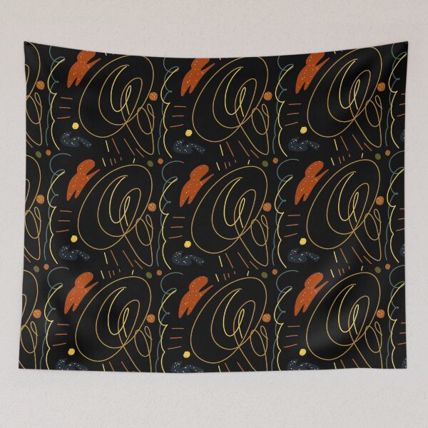 Item preview, Scribble stroke red yellow seamless black pattern designed and sold by Yana Mustafina | Boho Soulful Designs.