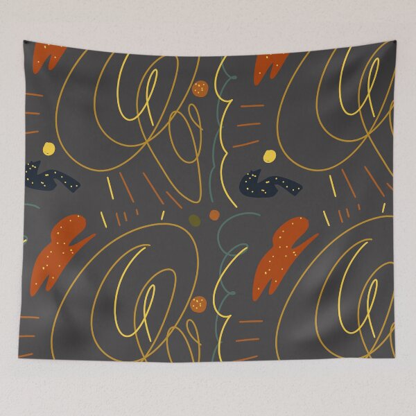 Item preview, Scribble stroke red yellow seamless grey pattern designed and sold by Yana Mustafina | Boho Soulful Designs.