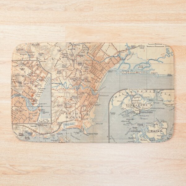 Item preview, Vintage Map of Singapore (1914) designed and sold by BravuraMedia.