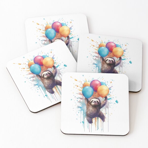Item preview, Watercolor Sloth Joy: Balloon-Hanging Sloth designed and sold by AdventurerPack.
