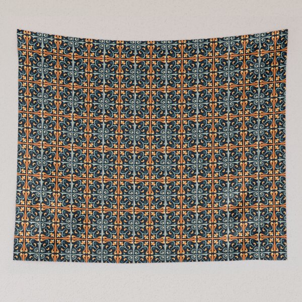 Item preview, Sports Colors Inspired Colors, Ebru Inspired, Navy Blue and Orange designed and sold by MiracleROLArt.