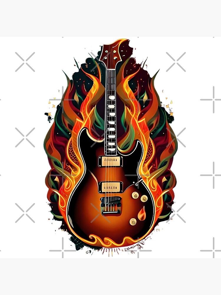 Electric Guitar on fire | Metal Print