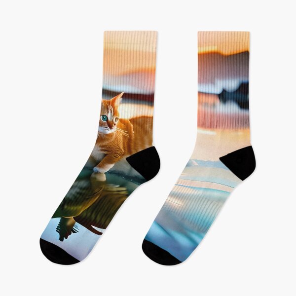 Item preview, Whiskers by the Seaside: A Captivating Feline Reflection designed and sold by skipart1.