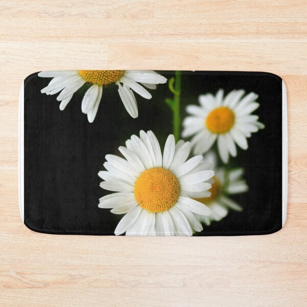 Item preview, White chamomiles on black background designed and sold by olena2552.