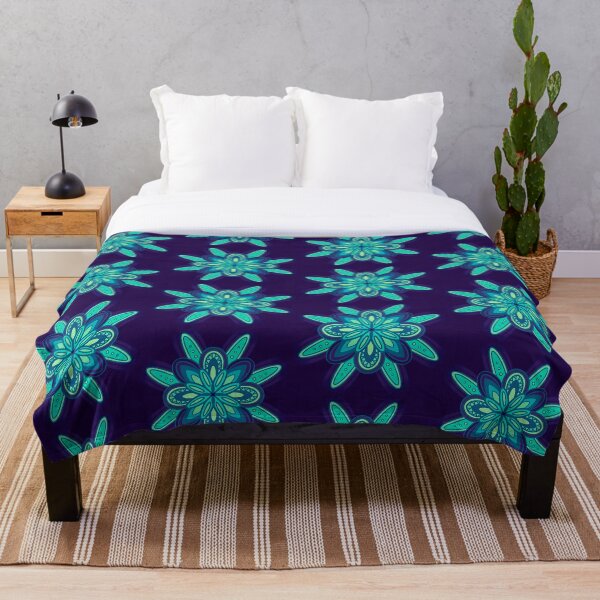 Item preview, Patrón geométrico de flor azul verde designed and sold by Fransyn.