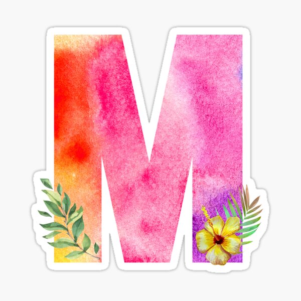 Letter M Initial Monogram Wall Decor - Floral Alphabet Art Home Decoration  for Bedroom, Living Room, Bathroom, Office - Personalized Monogrammed Gift