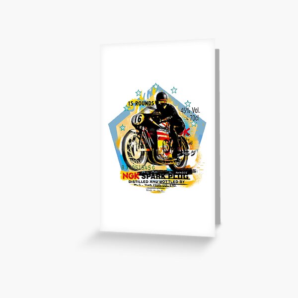 Carte de vœux avec l'œuvre « Motard cadeau moto disant motard des années 90  » de l'artiste SiRaGeckoDesign