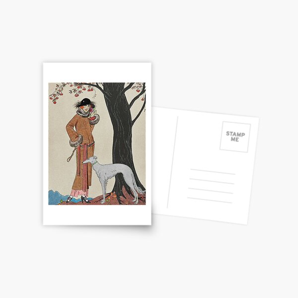 Fashionable Woman with Hound Postcard