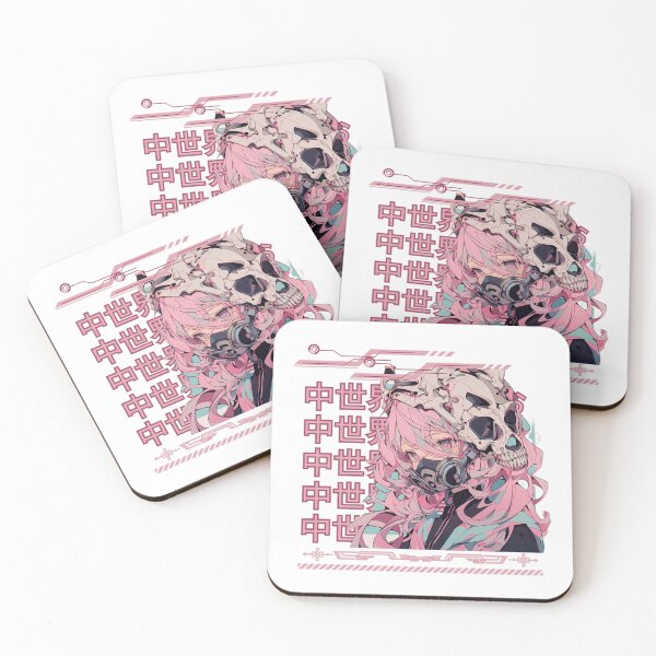 Item preview, pink anime girl with skull and mask designed and sold by karpuz-design.