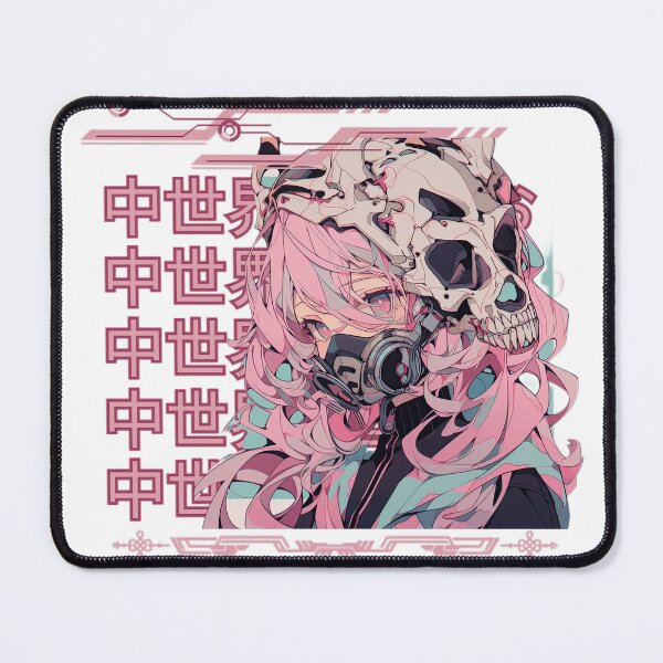 Item preview, pink anime girl with skull and mask designed and sold by karpuz-design.