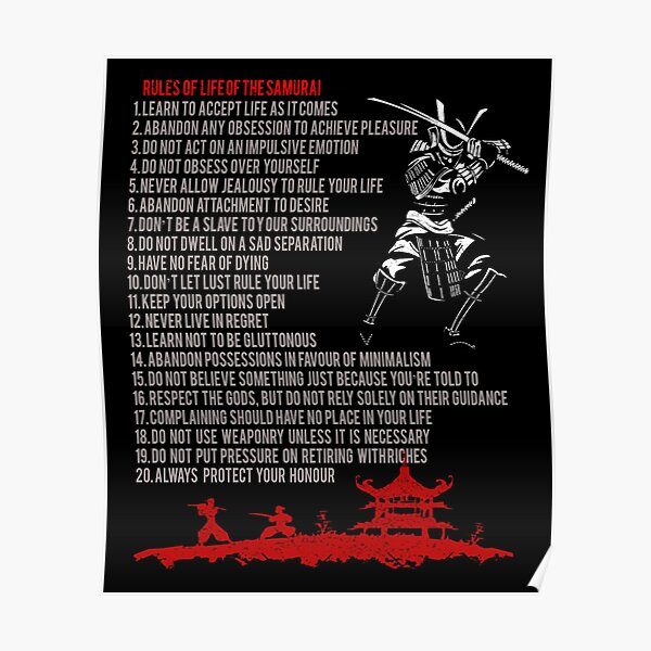 20 Rules of life of the Samurai Poster