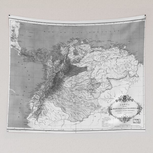 Item preview, Vintage Map of Columbia (1886) BW designed and sold by BravuraMedia.