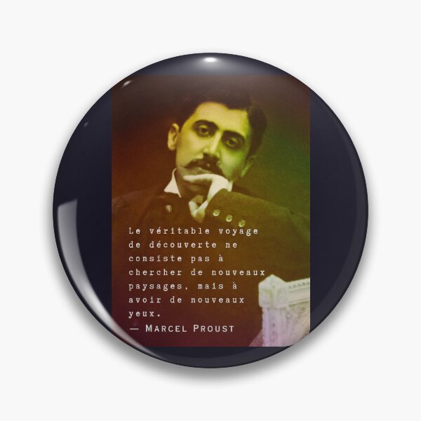 Item preview, Marcel Proust portrait and quote: Le véritable voyage de découverte ne consiste pas à chercher de nouveaux paysages... designed and sold by artbleed.