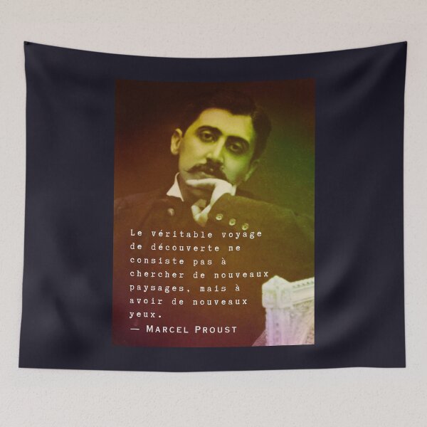 Item preview, Marcel Proust portrait and quote: Le véritable voyage de découverte ne consiste pas à chercher de nouveaux paysages... designed and sold by artbleed.