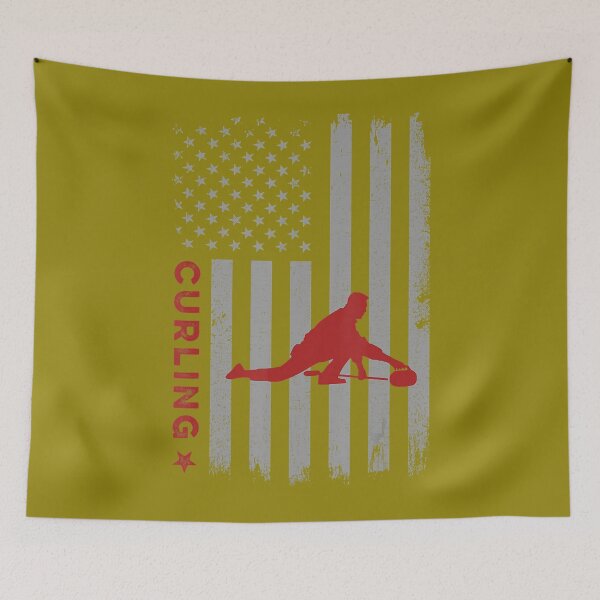 Item preview, Curling USA American Flag Curling Stone Rock Lovers 	 	 	 designed and sold by quizjtpvba70.
