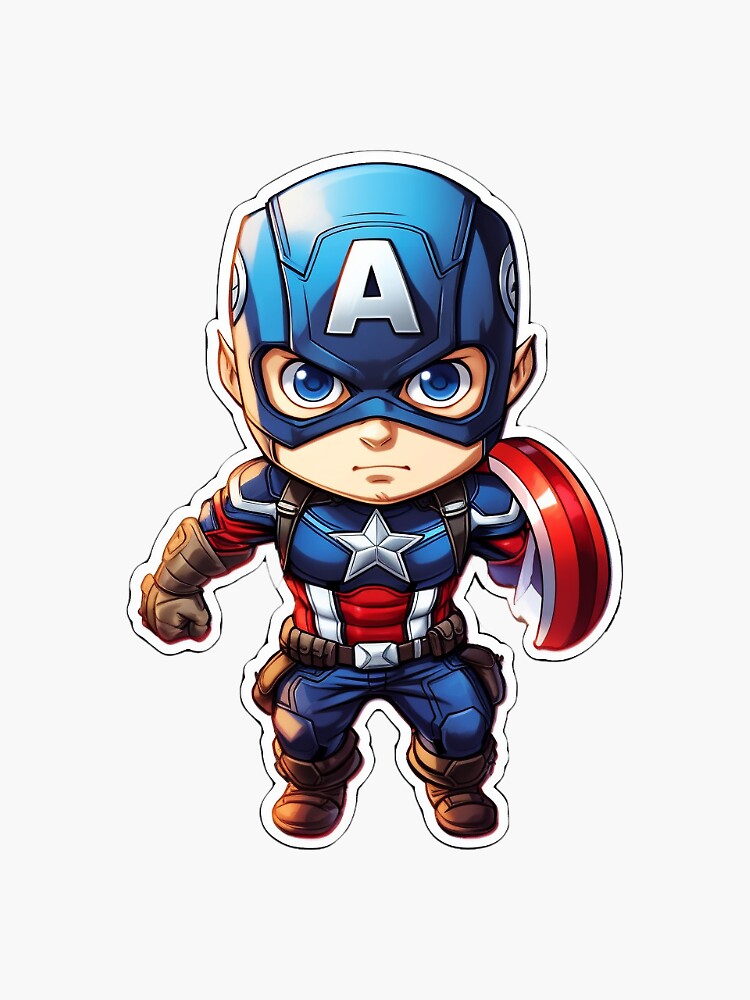 Captain America Chibi Style Sticker: Marvel Sticker by