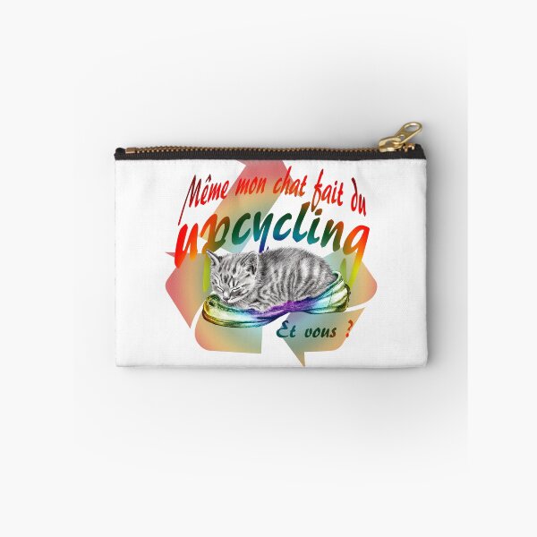 Item preview, Sleeping kitten in old shoe - graphite version, Upcycling text in French colorized rainbow 1 designed and sold by SylvieG18.