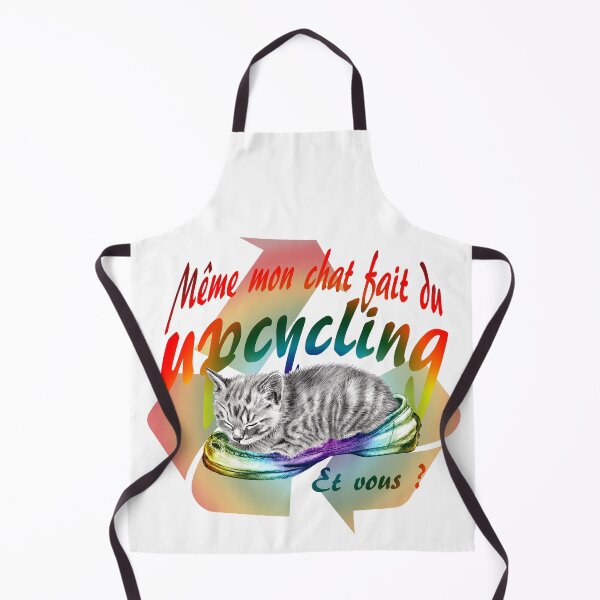 Item preview, Sleeping kitten in old shoe - graphite version, Upcycling text in French colorized rainbow 1 designed and sold by SylvieG18.