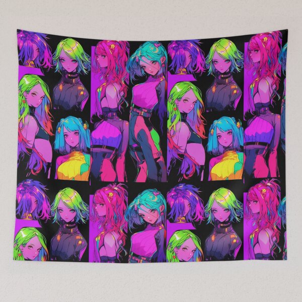 Item preview, Neon pop art manga girls designed and sold by Istarfal.
