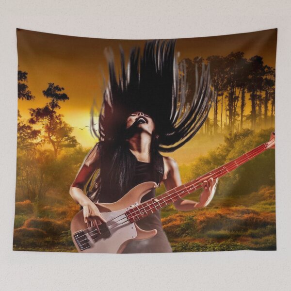 Item preview, Girl guitarist plays bass guitar vibrantly and excitingly  designed and sold by JaroDesign2023.