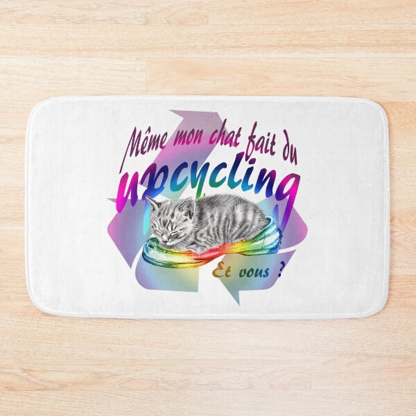 Item preview, Copy of Sleeping kitten in old shoe - graphite version, Upcycling text in French colorized rainbow 2 designed and sold by SylvieG18.