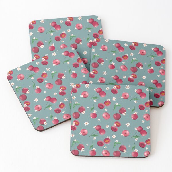 Item preview, Cherries love blue background designed and sold by Ma.La.Art.