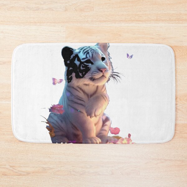 Item preview, Cute white baby tiger looking at butterflies   designed and sold by MoRisi-Fashion.