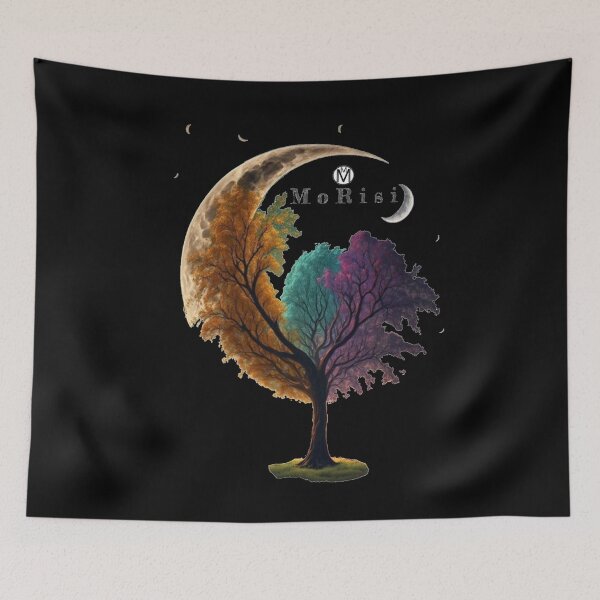 Item preview, colourful tree under the shining moon light tee  designed and sold by MoRisi-Fashion.
